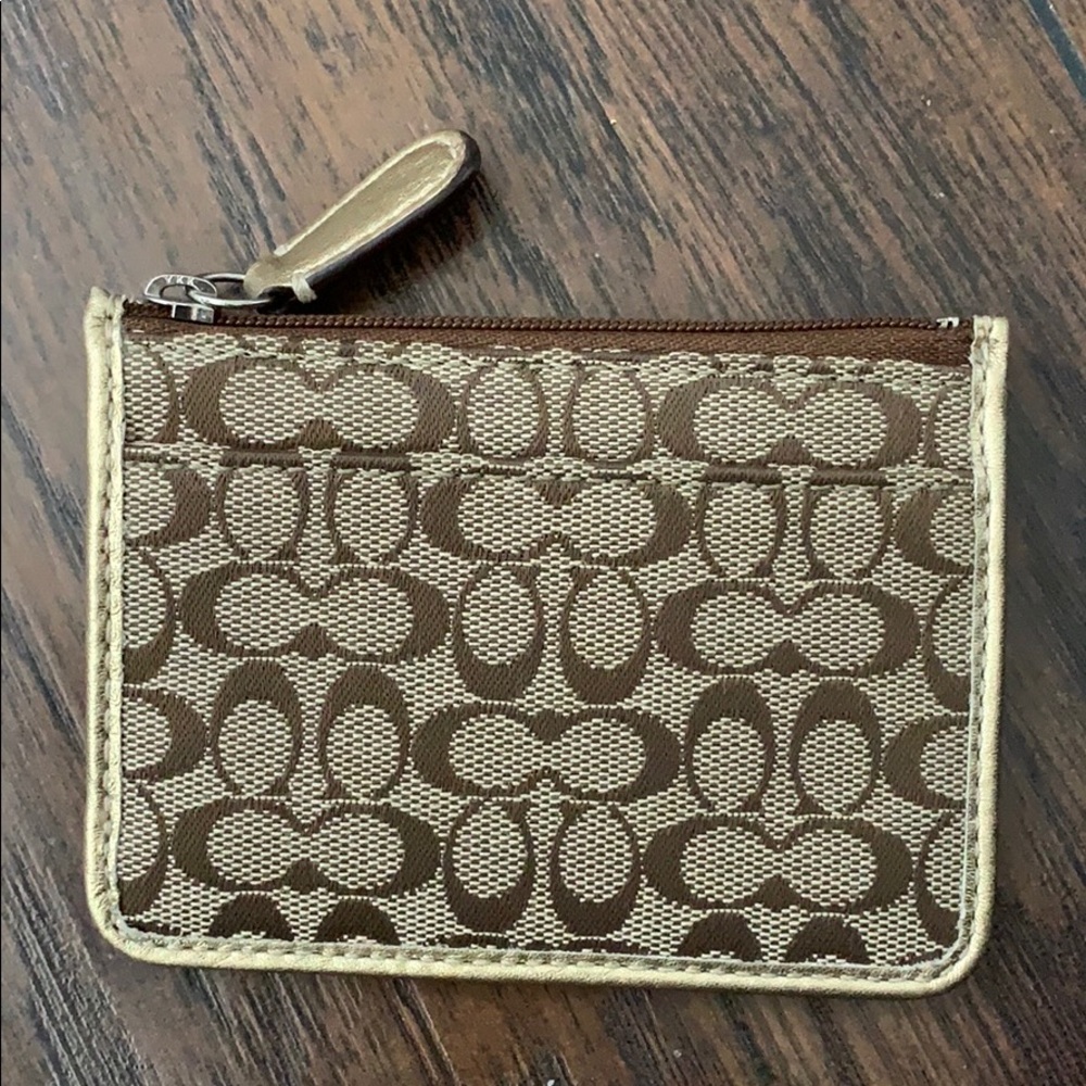 Gold Logo Coach Coin Purse